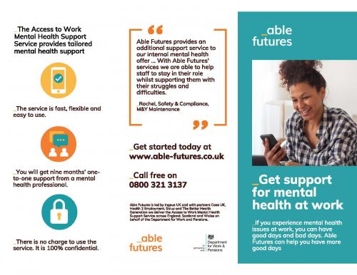 GET SUPPORT FOR MENTAL HEALTH AT WORK