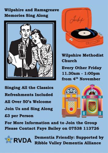 Dementia friendly singing group for over 50â€™s at Wilpshire Methodist Church