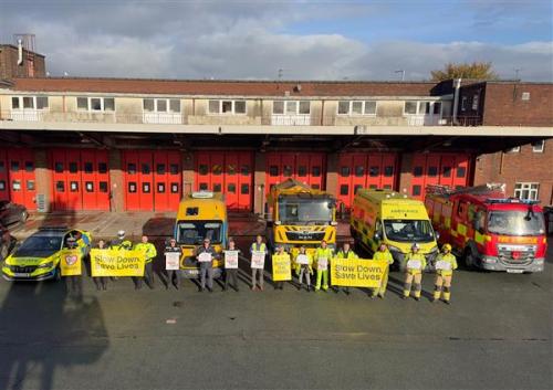 Firefighters shout "no need to speed" this Road Safety Week