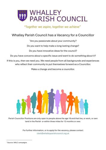 Whalley Parish Council has a Vacancy for a Councillor