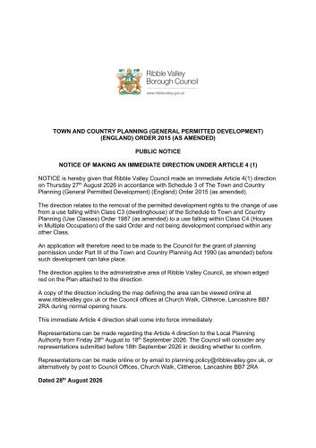 Ribble Valley Council introduce new planning rules to help manage the distribution and quality of Houses in Multiple Occupation (HMOs), across the borough.